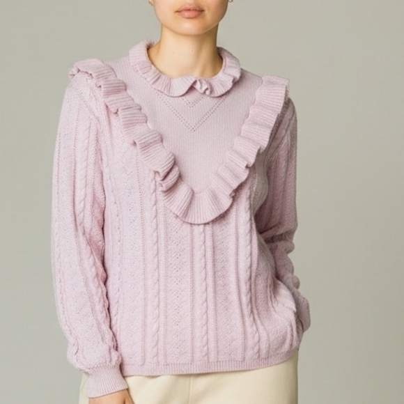Wild Honey Sweaters - Wild Honey Pink Ruffled Women's Sweater